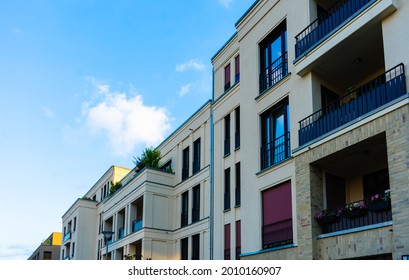modern white apartment building in townhouse style - Shutterstock ID 2010160907