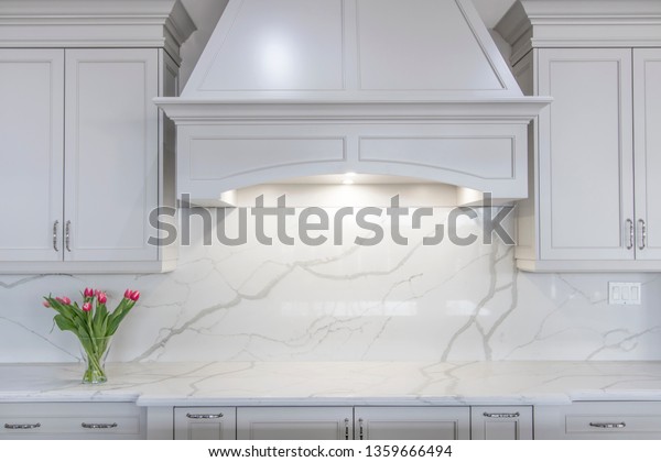 Modern White Kitchen Traditional Touch White Royalty Free Stock