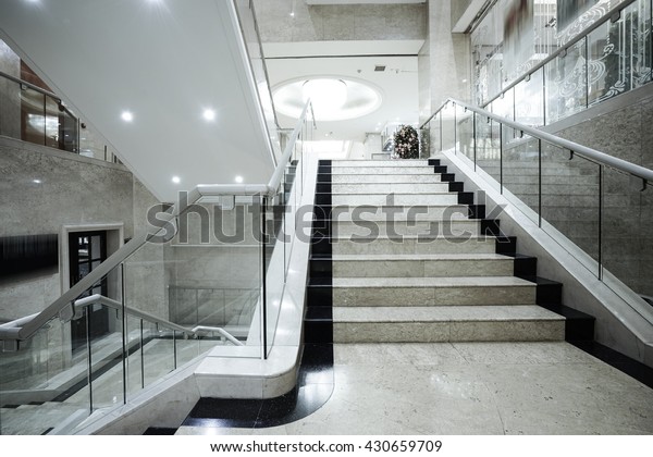 Modern White Marble Stairs Luxury Interior Stock Photo 430659709 ...