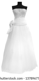 Modern White Wedding Dress Isolated On White Background