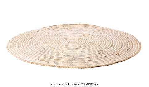 Modern wicker carpet on white background - Shutterstock ID 2127929597