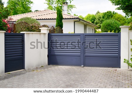 modern wicket and grey gate of home aluminum portal suburb door in house
