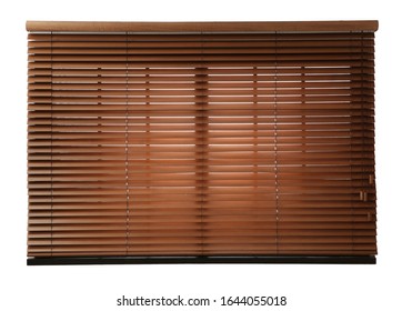 Modern Window With Closed Blinds On White Background