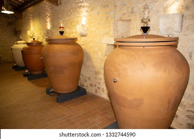 Modern Wine Olive Oil Terracotta Amphora In The Cellar