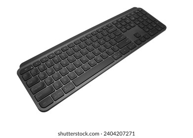 Modern wireless computer keyboard on white background