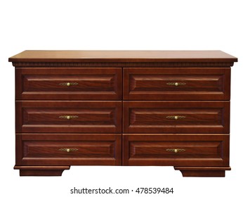 Modern Wooden Chest Drawer Isolated On White Background