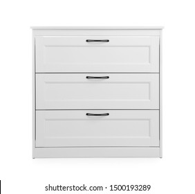 Modern Wooden Chest Of Drawers On White Background