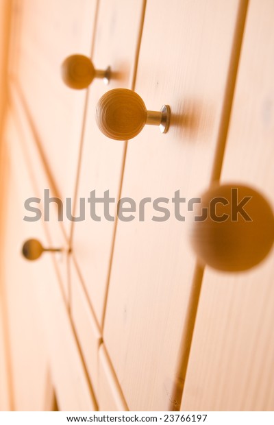 Modern Wooden Drawer Handles Shallow Depth Stock Photo Edit