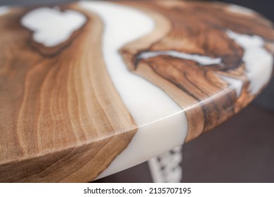 Modern Wooden Table Made Of Epoxy