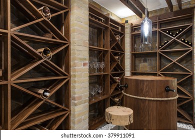 Modern Wooden Winery Or Wine Cellar