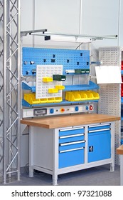 Modern Work Bench With Shelves And Rack