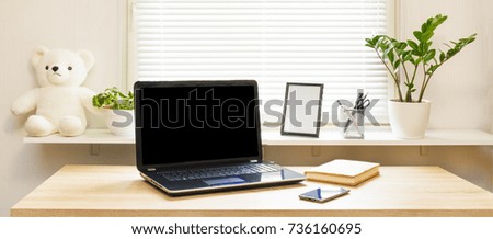 Modern workplace on light background