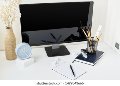 Office Desk Supplies Front View Images Stock Photos Vectors