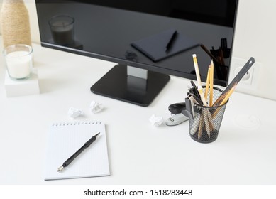 Office Desk Supplies Front View Images Stock Photos Vectors