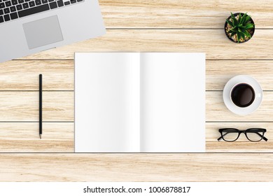 Modern workspace with coffee cup, smartphone, paper, notebook, tablet and laptop copy space on white color background. Top view. Flat lay style. - Shutterstock ID 1006878817