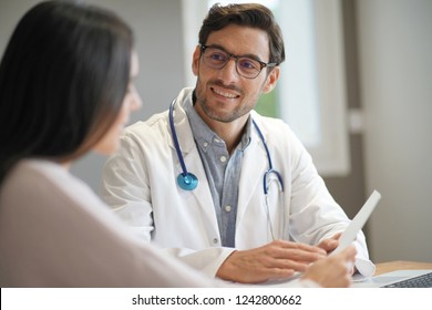  Modern Young Doctor Speaking To Patient In Office                              