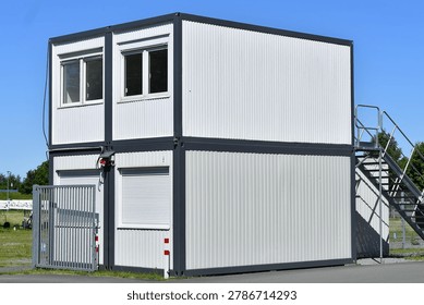 Modular container units are often used as office containers, restroom containers, living quarters, or construction site containers