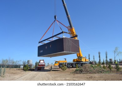 modular house, lifting module, container, crane, lift, metal, prefabricated, modular home, vehicle, construction, containerized