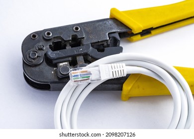 Modular Plug Crimpers Rj45 White Background Stock Photo 2098207126 ...