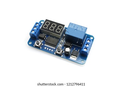 Module with electronic components on a programmable board on a white background