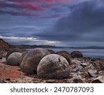 Moeraki Boulders at sunrise, South Island, New Zealand
