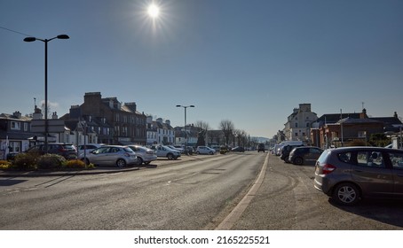 Moffat, Dumfries And Galloway, Scotland, UK. 26th March 2022. A Bright, Sunny Morning Looking Down Moffat Main Street