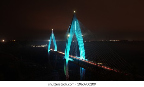 Mohammed VI Bridge In Rabat Morocco By Night