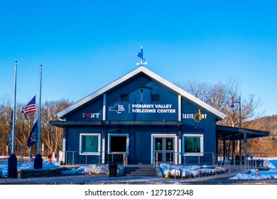 Mohawk, NY / USA - March 24, 2018:
Frontal View Of The Mohawk Valley Welcome Center On The Westbound Of I-90