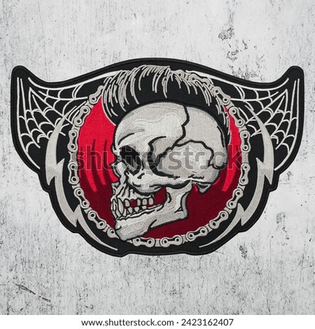 Mohawk Skull Embroidered Patch rockabilly. Punk rock style. Accessory for rockers, metalheads, punks, goths. Accessory for rockers, metalheads, punks, goths.