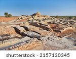 Mohenjo daro ruins close Indus river in Larkana district, Sindh, Pakistan