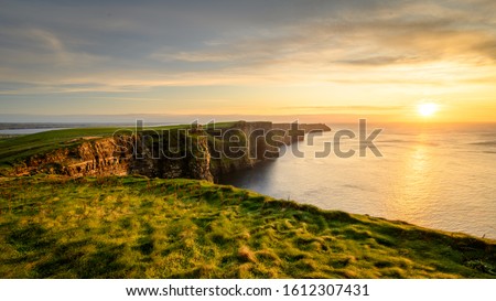 Moher cliffs and atlantic ocean in Ireland