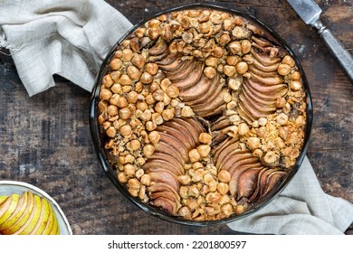 Moist Chocolate, Pear And Golden Hazelnut Torte - Overhead View