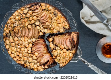 Moist Chocolate, Pear And Golden Hazelnut Torte - Overhead View