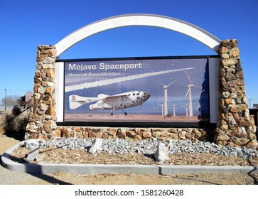 Mojave, CA/USA - February 9, 2012: Mojave Spaceport Welcome Sign, Home Of The SpaceShipOne