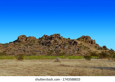 Mojave Desert Rock Hill Formation Near The Town Of Apple Valley, California
