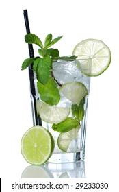 Mojito Cocktail Isolated On White