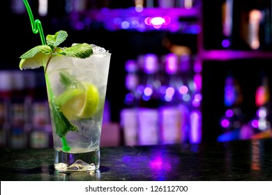 Mojito Cocktail On The Background Of The Bar