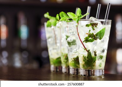 Mojito Cocktail On A Bar Counter