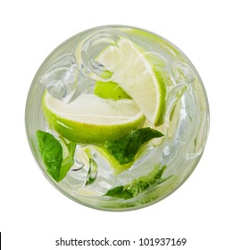 Mojito Drink, Top View, Isolated On White Background