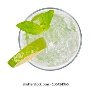 Mojito Drink From Top View, Isolated On White Background