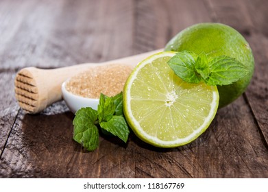 Mojito Ingredients On A Wooden Background