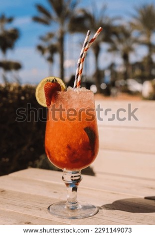 Similar – Image, Stock Photo Mojito, traditional Cuban cocktail made with white rum, sugar, lime juice, sparkling water, and mint leaves.