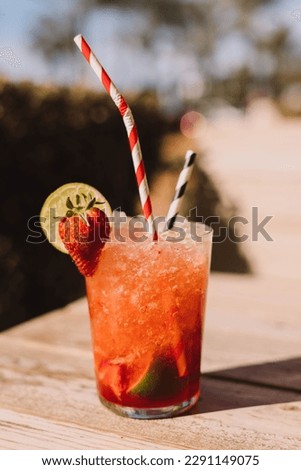 Similar – Image, Stock Photo Mojito, traditional Cuban cocktail made with white rum, sugar, lime juice, sparkling water, and mint leaves.