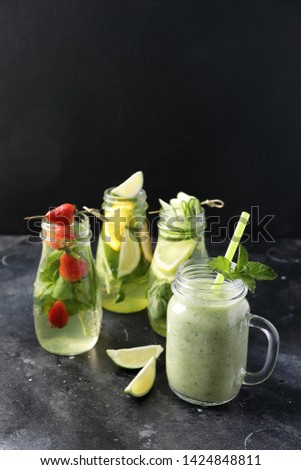 Similar – Image, Stock Photo Fresh and veggie green smoothies