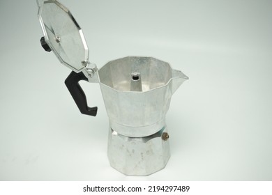 Moka Pot Coffee Maker Isolated On White Background