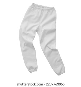 Mokitup Isolated Wrinkled Unisex Mens White Sweatpants Mockup