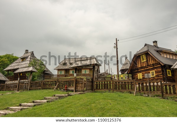 Mokra Gora, Serbia - May 6, 2018: Drvengrad
(Mecavnik/Kustendorf) Eco village built by Emir Kusturica in Mokra
Gora of in Western Serbia