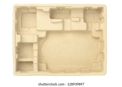 Molded Recycled Paper Pulp Protective Packaging On White Background