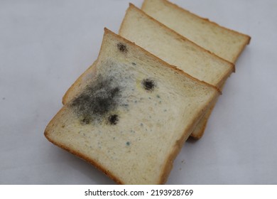 Moldy Bread, Rotten And Poisonous Bread On A White Background