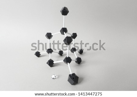 Molecular structure model of diamond. 3D ball and stick model of a crystal lattice of diamond. Atomic structure of a diamond.